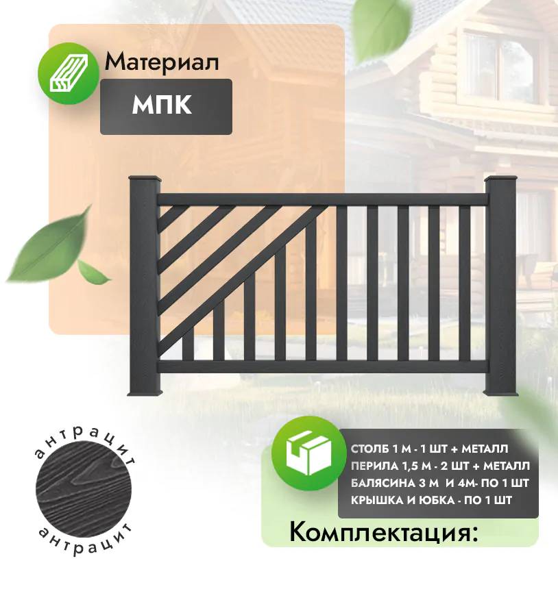 Комплект ограждения Aureo (с металлом) - Антрацит