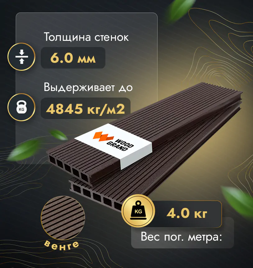 Террасная доска 150х28 мм (МПК) - Венге