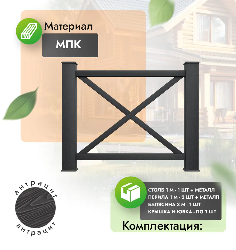 Комплект ограждения Patrizio (с металлом) - Антрацит