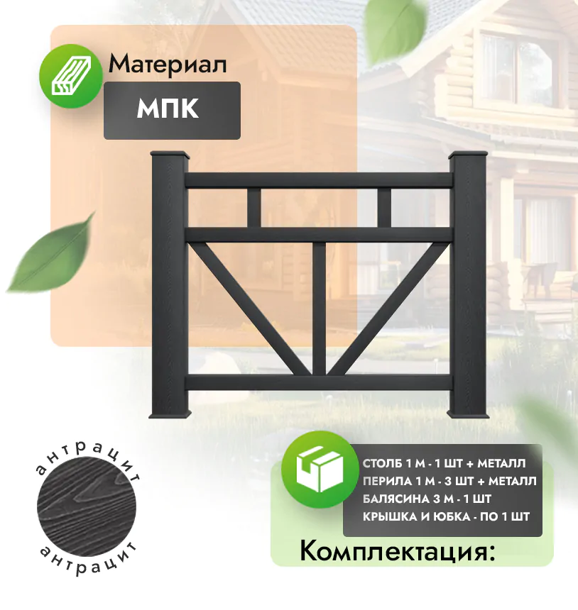 Комплект ограждения Opulento (с металлом) - Антрацит