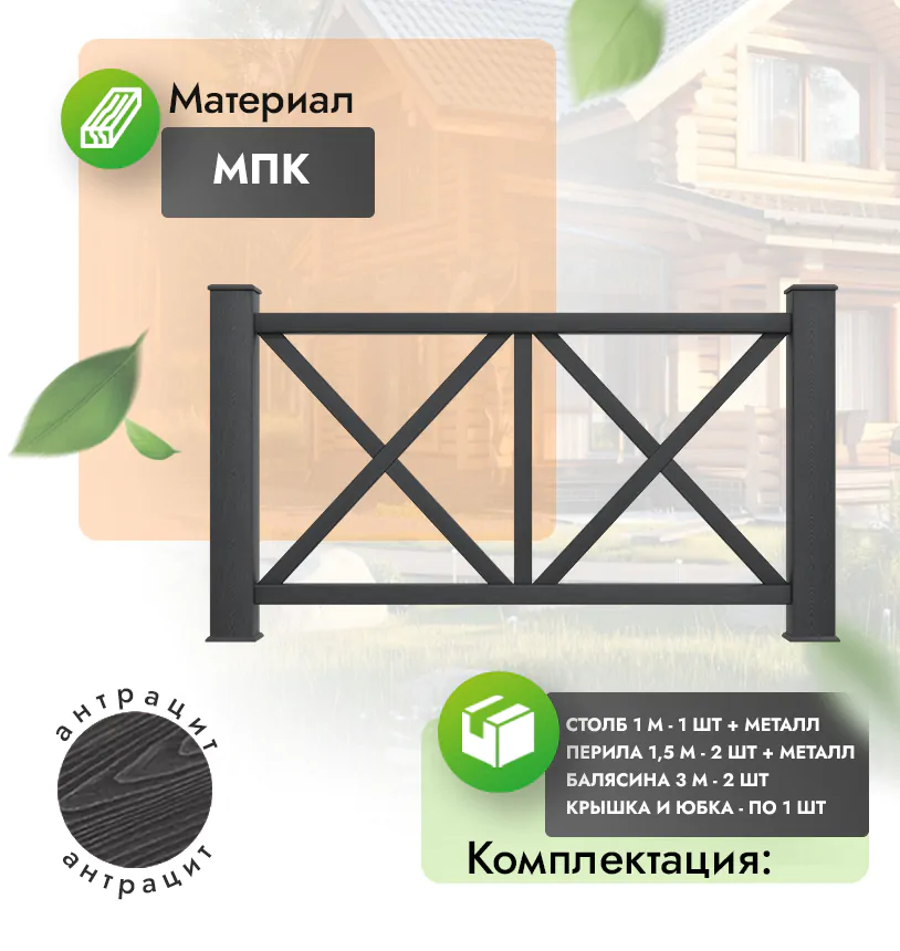 Комплект ограждения Aristo (с металлом) - Антрацит