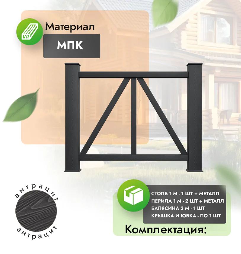 Комплект ограждения Eterno (с металлом) - Антрацит