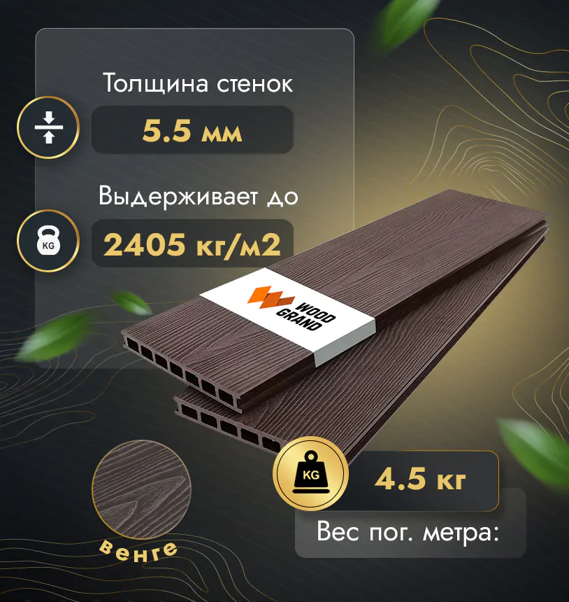 Террасная доска с тиснением 200x24 (МПК) - Венге