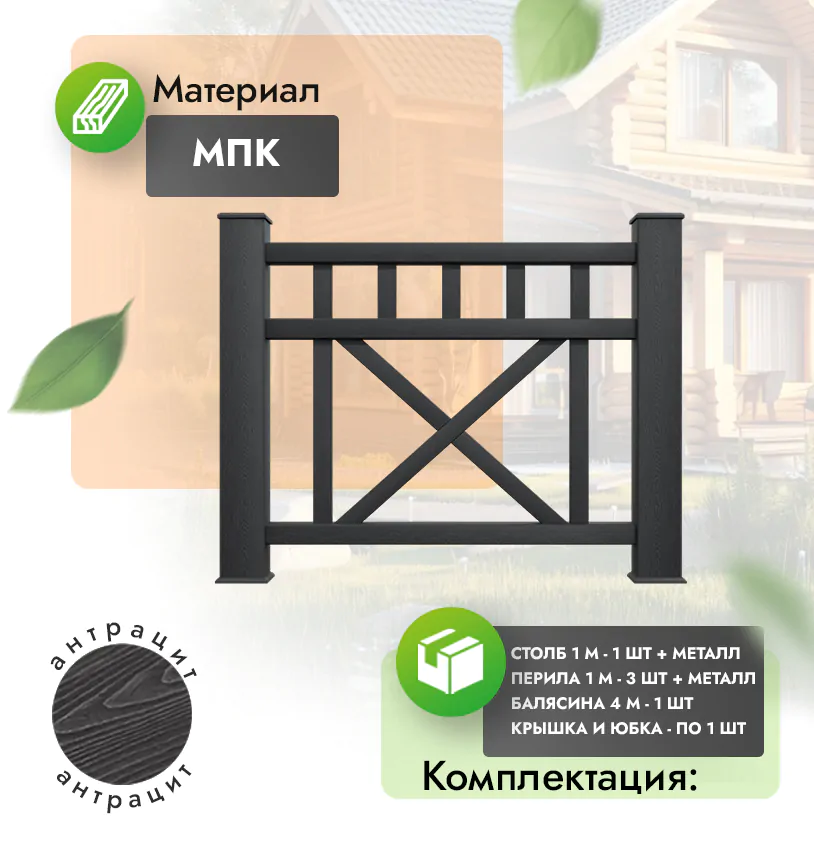 Комплект ограждения Augusto (с металлом) - Антрацит