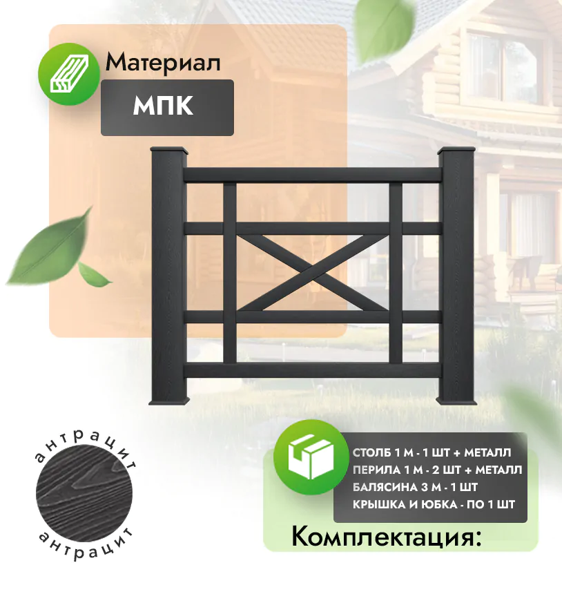 Комплект ограждения Maestro (с металлом) - Антрацит