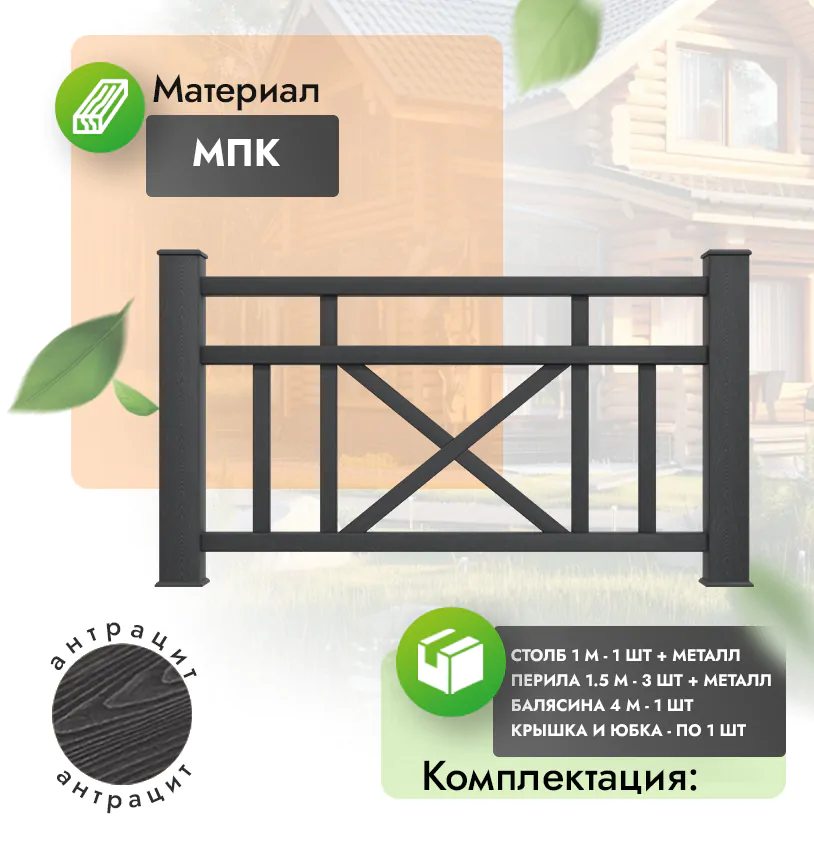 Комплект ограждения Prestige (с металлом) - Антрацит