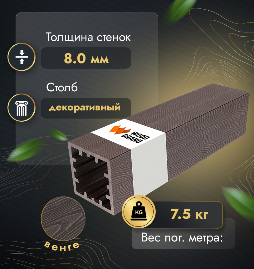 Столб 120*120 мм с тиснением (МПК) - Венге